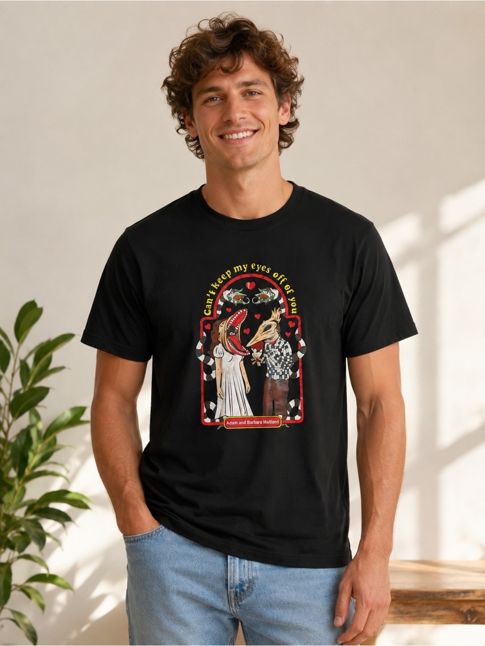 Adam & Barbara Maitland Graphic T-Shirt Halloween Bettlejuice Black Unisex Size